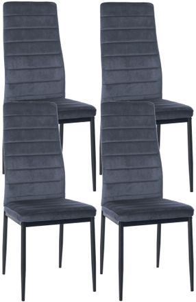 Clp Clp - Juego De 4 Sillas De Comedor Mayfair Gris Claro Terciopelo