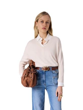 Gerard Darel Lenae V-Neck Loose Fit Jumper in Ecru at Nordstrom