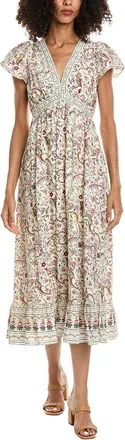 Max Studio Flutter Sleeve V-Neck Empire Waist Midi Dress