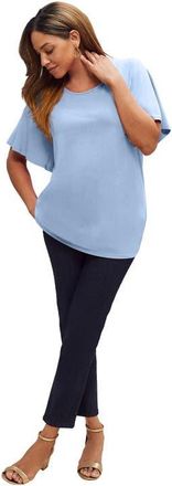 Jessica London Stretch Knit Flutter Sleeve Tunic in Azure Mist at Nordstrom, Size Medium