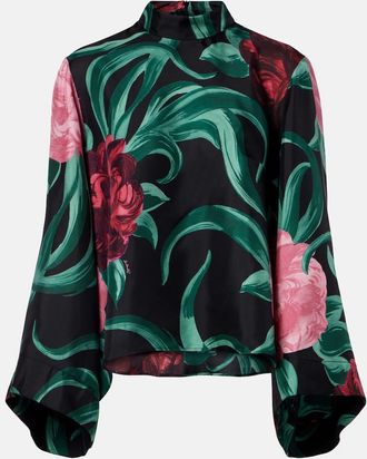 La DoubleJ Make An Exit floral silk twill top
