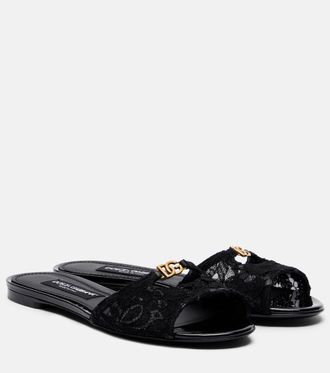 Dolce & Gabbana Sandalias de encaje con piel y DG