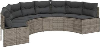 vidaXL Vidaxl - Sof&aacute; De Jard&iacute;n Semicircular Con Cojines Rat&aacute;n Sint&eacute;tico Gris