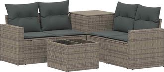 vidaXL Juego De Sof&aacute; 6 Uds. Gris Y Gris Oscuro Rat&aacute;n Sint&eacute;tico Y Acero Vidaxl