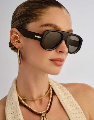 Le Specs Dreamboat - Occhiali da sole a mascherina neri con lenti polarizzate verdi-Nero