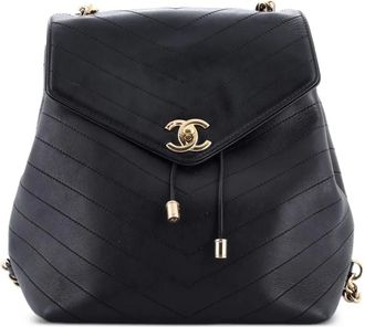 Chanel Coco Chevron Stitched Calfskin Small backpack - Zwart