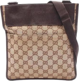 Gucci Pre-owned Cross Body Bags, female, Beige, Size: ONE SIZE Pre-owned Canvas Shoulder Bag