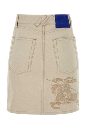 Burberry Womens Sand Denim Mini Skirt Rubble Exterior: Cotton Gonne