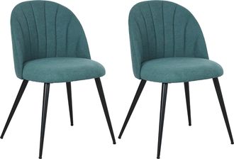 HOMCOM Set of 2 Dining Chairs with Shell Backrest and Padded Seat - Green | TJ Hughes