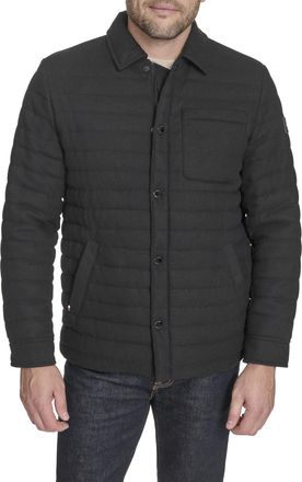 Tommy Hilfiger Mens Quilted Wool Blend Shacket, Black, L