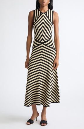 Zimmermann Valiant Deco Stripe Rib Sweater Dress in Black/cream at Nordstrom, Size 1