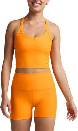 Beyond Yoga Space Dye On the Up Crop Tank in Bright Citrus Heather at Nordstrom, Size X-Large