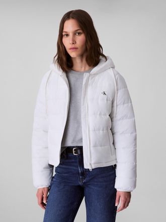 Calvin Klein Jeans Steppjacke CALVIN KLEIN JEANS LIGHTWEIGHT LOGO PUFFER, Damen, Gr. L (42), weiss (snow wei&szlig;), Web, Obermaterial: 100% Polyamid, unifarben, regular fit 