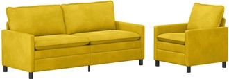 vidaXL Juego De Sof&aacute; 2 Uds. Amarillo Terciopelo Vidaxl