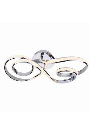 Netlighting Aria Integrated LED Semi Flush Chrome Effect Plate & Matt White Silicone 1 Light Dimmable IP20 in Grey