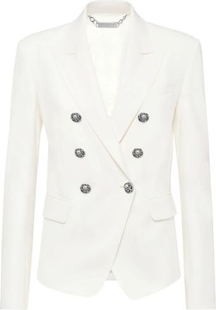 Philipp Plein Getailleerde Blazer - Dames - Blazers - Wit - XS - Leer - Jassen