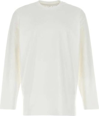 Yohji Yamamoto Grafische Print Katoenen Ronde Hals Top - Heren - Longsleeves - Wit - S - Katoen - Tops