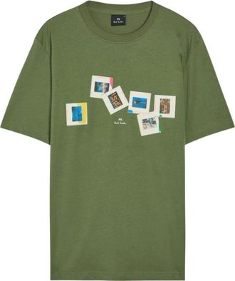 Paul Smith Tops, Heren, Groen, XL, Katoen, Graphic Print T-Shirt