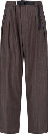 White Sand Brown Straight-Leg Belted Pants