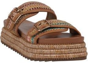 GC SHOES Lorena Raffia Platform Slide Sandal in Brown Multi at Nordstrom Rack, Size 8.5
