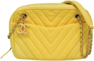 Chanel Pre-owned Cross Body Bags, female, Yellow, Size: ONE SIZE Pre-owned Vintage Cross Body Bag