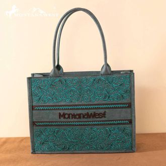 Montana West Embroidered Collection Concealed Carry Purse In Turquoise