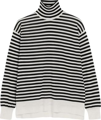 Ami Sailor Gestreepte Wol en Zijde Turtleneck Trui - Dames - Coltruien - Veelkleurig - M - Wol - Truien & Vesten