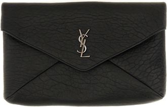 Saint Laurent Mens Clutch Cassandre Black Lamb Bags