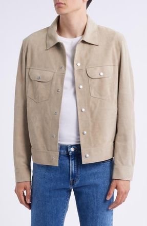 Frame Denim Suede Trucker Jacket in Oxford Beige at Nordstrom, Size Large