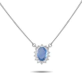Luxury Bazaar Platinum 0.23 ct Diamond and 1.07 ct Sapphire Necklace MF14-010626