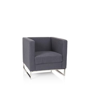 hjh OFFICE Sill&oacute;n tapizada tela gris oscuro