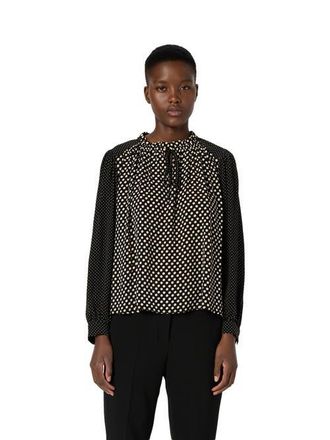 Gerard Darel Arielle Tie Neck Polka Dot Blouse in Black at Nordstrom, Size X-Large