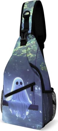 Generic Cute Ghosts Swing Unisex Shoulder Bags Casual Crossbody Chest Bag Sling Backpack for Hiking Cycling Travel