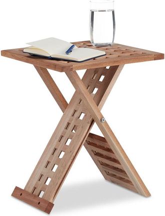 Relaxdays Relaxdays - Folding Side Table, Foldable Coffee Table Walnut, Small Nightstand, Square, hwd: 40.5 x 33 x 33 cm, Natural