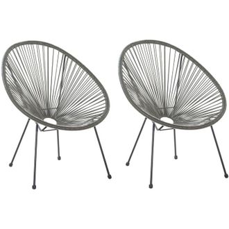 Beliani Beliani - Set di 2 Sedie Moderne Rotonde in Rattan Spaghetti Grigio Scuro Acapulco ii