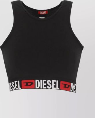 Diesel cropped sleeveless cotton top with elastic hem