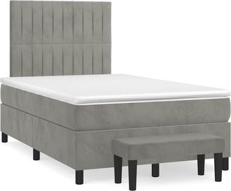 vidaXL Vidaxl - Cama Box Spring Con Colch&oacute;n Terciopelo Gris Claro 120x190 Cm