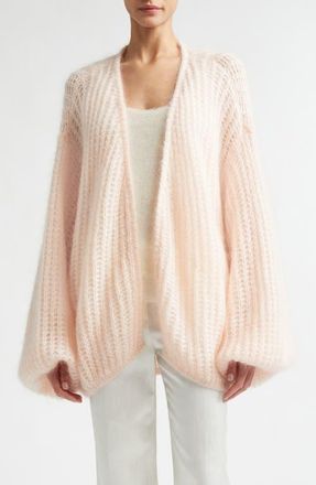 Toteme Puff Mohair & Wool Blend Open Stitch Cardigan in Bloom at Nordstrom, Size X-Large