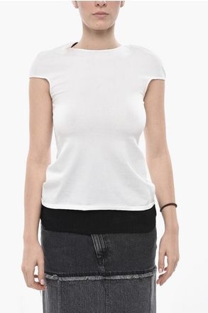 Ferragamo Double-Fabric Crewneck T-Shirt size M