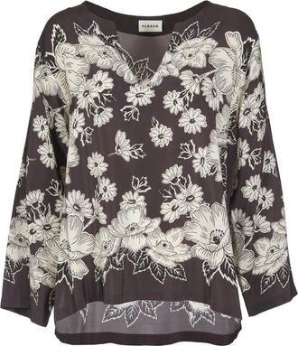 P.A.R.O.S.H. Donkerbruine Bedrukte Overhemd - Dames - Blouses - Veelkleurig - M - Overhemden
