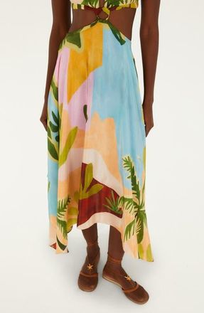Farm Rio Tropical Painting Cutout Detail Maxi Dress in Blue Multicolor at Nordstrom, Size Xx-Small