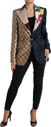 Dolce & Gabbana Womens Multicolor Floral Patchwork Jacquard Jacket Clothing