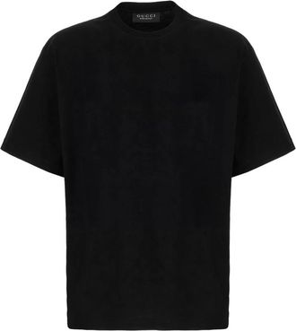 Gucci Tops, Heren, Zwart, M, Katoen, Katoenen Jersey T-shirt