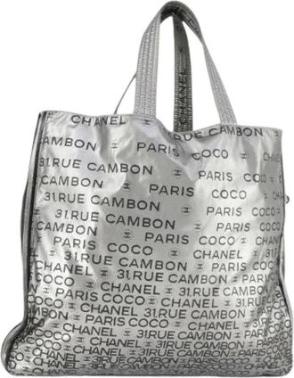 Chanel Pre-owned Tote Bags, female, Gray, Size: ONE SIZE Pre-owned Nylon Tote Bag