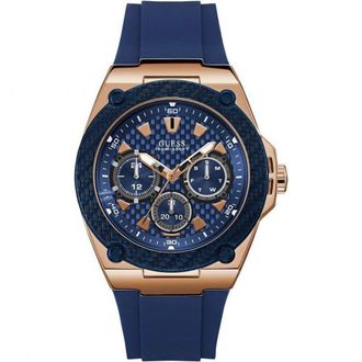 Guess W1049G2 Legacy Blue Dial Silicone Mens Watch - Navy Stainless Steel - One Size
