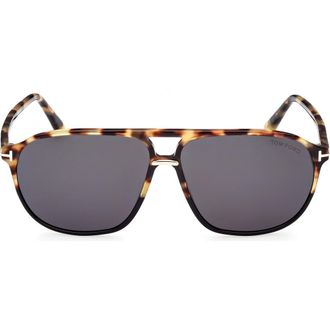 Tom Ford Bruce 61mm Navigator Sunglasses in Black/other /Smoke at Nordstrom Rack