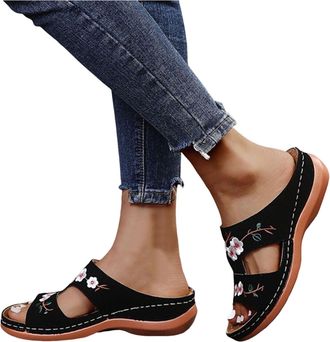 Generic Sandals for Women Womens Shoes Summer Womens Summer Seaside Wear Slippers Casual Flower Shoes Perfect for Beach Roman Sandals