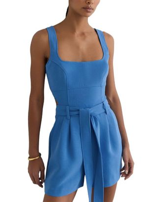Reiss Lyon Structured Cut Out Belted Playsuit