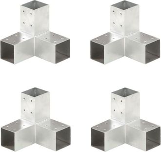 vidaXL Vidaxl - Conectores De Postes En Y 4 Uds Metal Galvanizado 71x71 Mm
