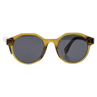 Fendi Fendi WG004BJ6UR Ronde Montuur Zonnebril Olijf Acetaat